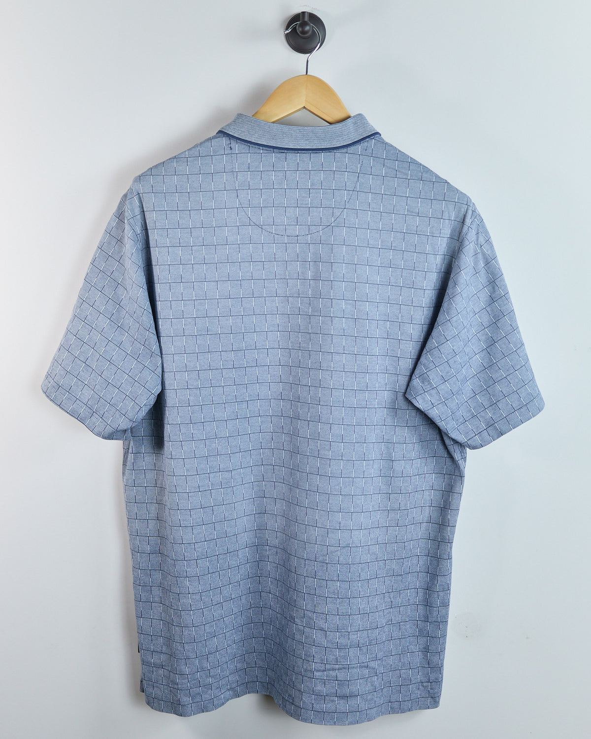 90s Nike Golf Shield Logo Blue/White Pattern Polo (XL)