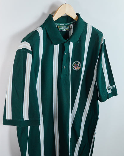 1999 Slazenger Golf Green/White Stripe Pattern 81st PGA Championship Medinah Polo (XL)