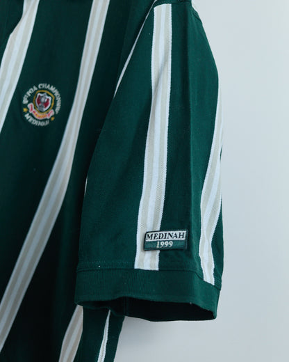 1999 Slazenger Golf Green/White Stripe Pattern 81st PGA Championship Medinah Polo (XL)