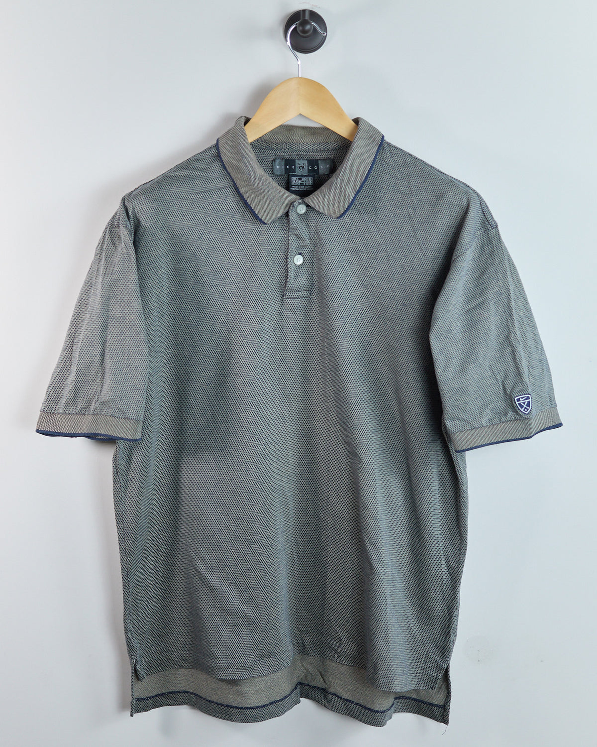 90s Nike Golf Shield Logo Blue/Brown Polo (L)