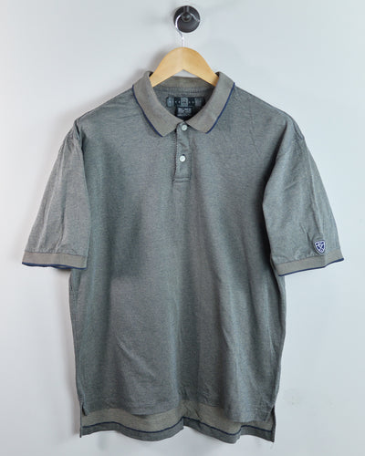 90s Nike Golf Shield Logo Blue/Brown Polo (L)
