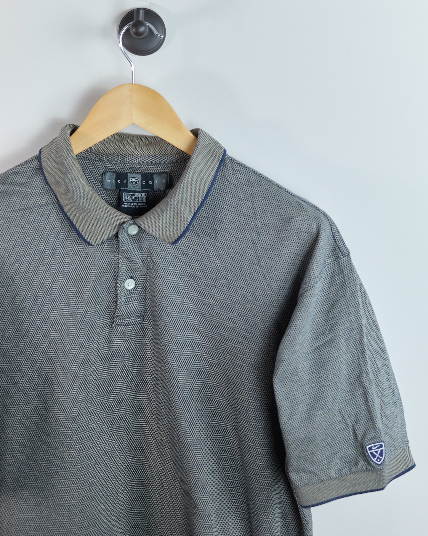 90s Nike Golf Shield Logo Blue/Brown Polo (L)