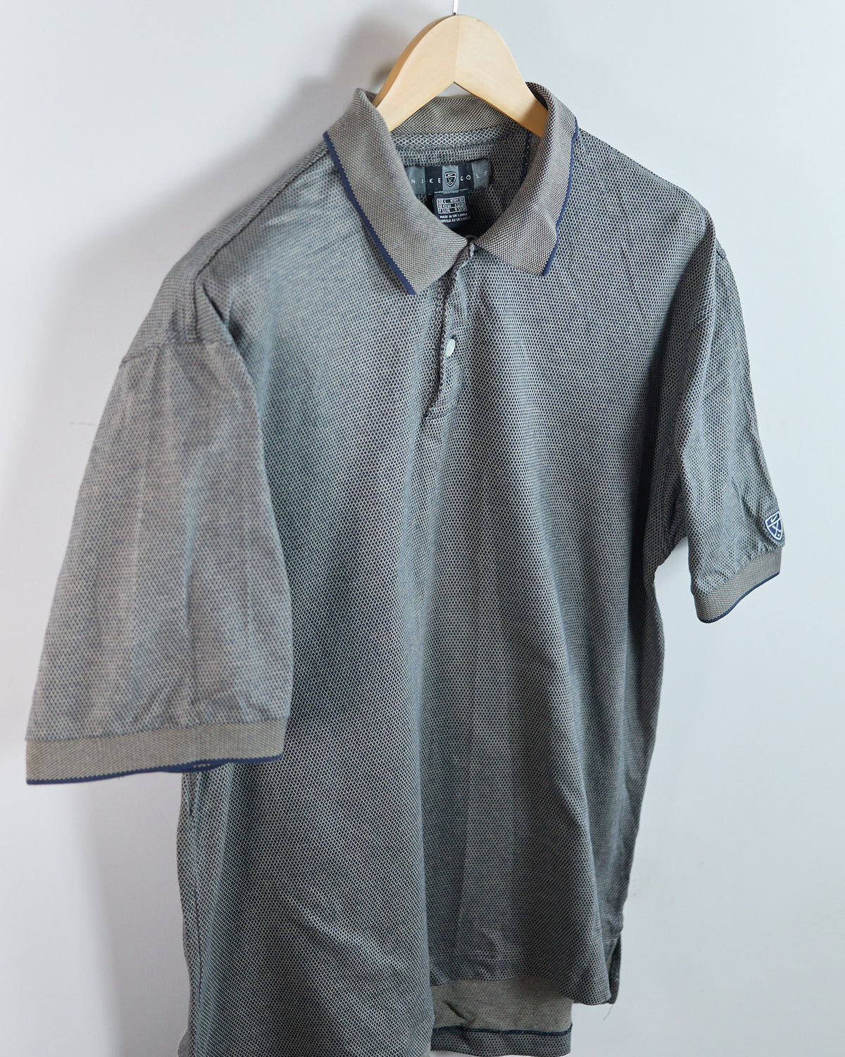 90s Nike Golf Shield Logo Blue/Brown Polo (L)