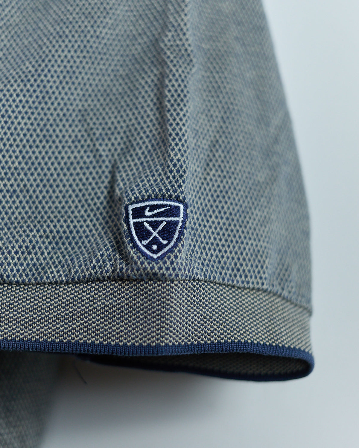 90s Nike Golf Shield Logo Blue/Brown Polo (L)
