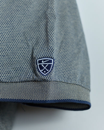 90s Nike Golf Shield Logo Blue/Brown Polo (L)