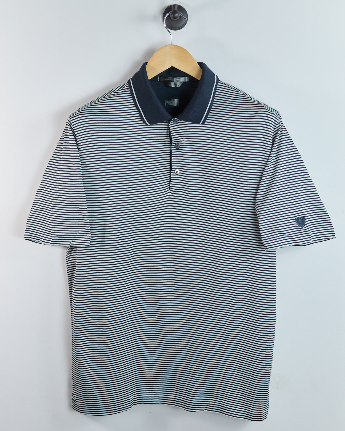 90s Nike Golf Tiger Woods Shield Logo Black/White Pattern Polo (L)