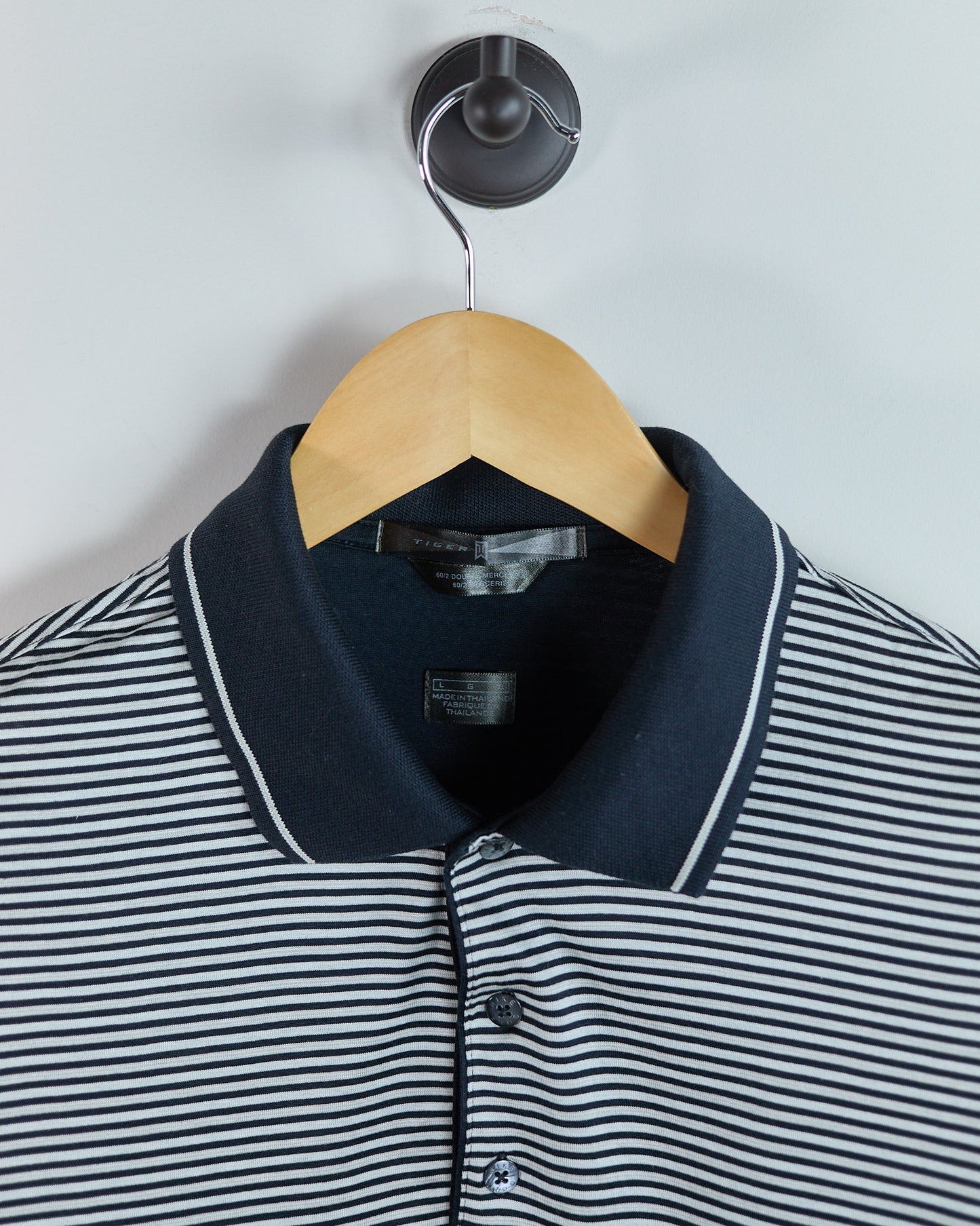90s Nike Golf Tiger Woods Shield Logo Black/White Pattern Polo (L)