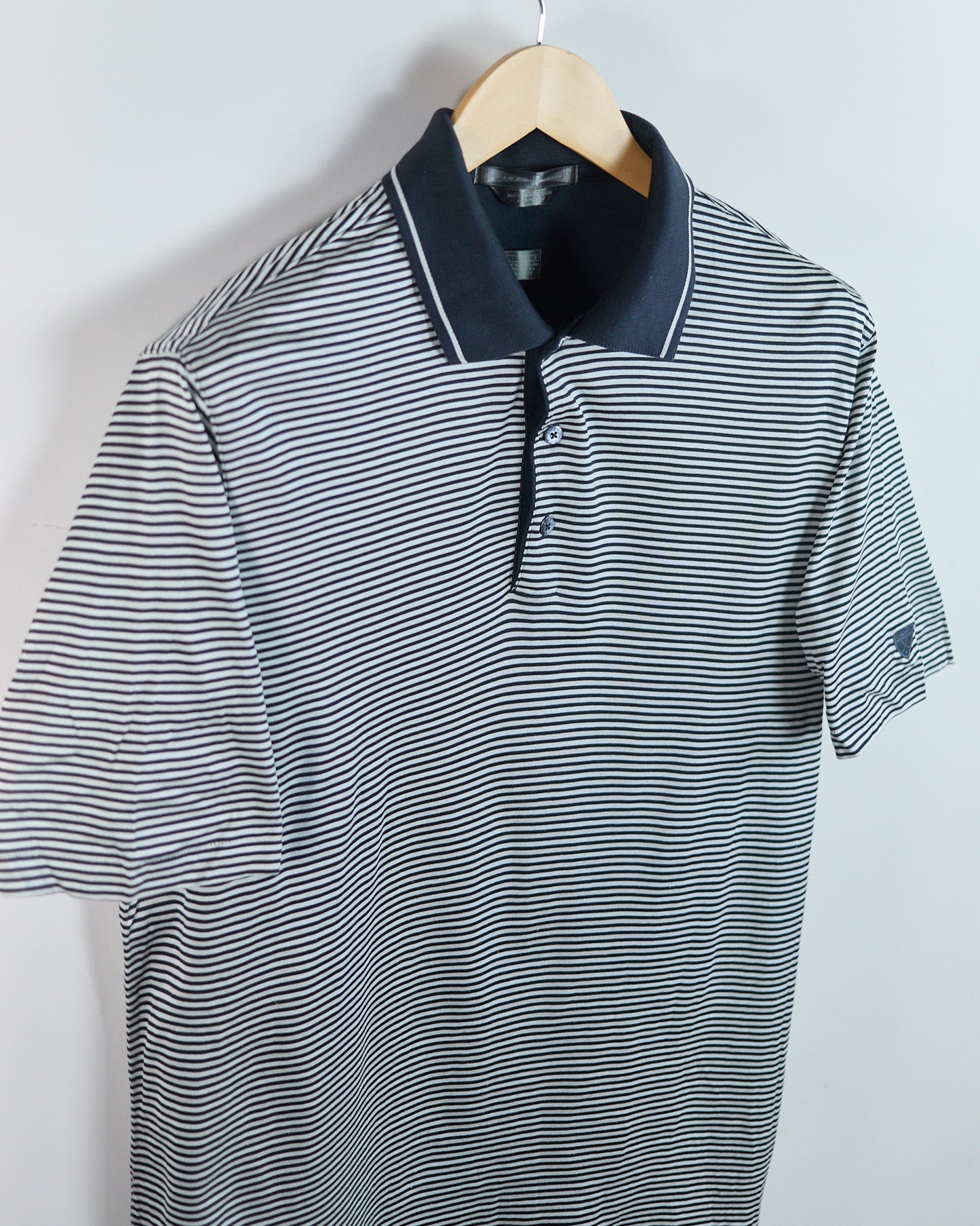 90s Nike Golf Tiger Woods Shield Logo Black/White Pattern Polo (L)