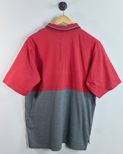 90s Nike Golf Swoosh Red/Grey Zip Up Polo (L) - Tiger wore this to a win