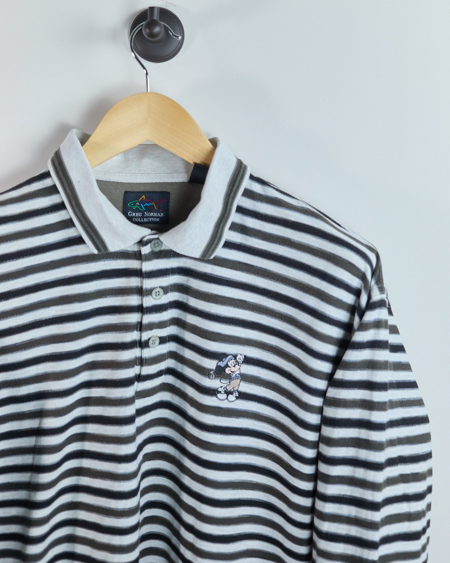 Early 90s Greg Norman x Disney White/Brown Long Sleeve Polo (L)