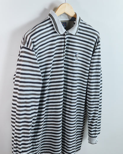 Early 90s Greg Norman x Disney White/Brown Long Sleeve Polo (L)