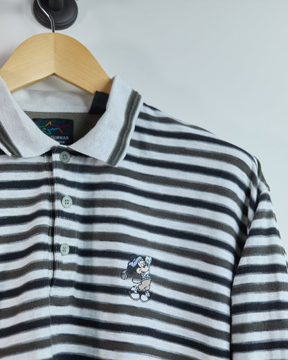 Early 90s Greg Norman x Disney White/Brown Long Sleeve Polo (L)