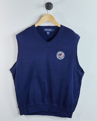 2005 Ralph Lauren Polo Golf Blue US Open Pinehurst V Neck Vest (L)
