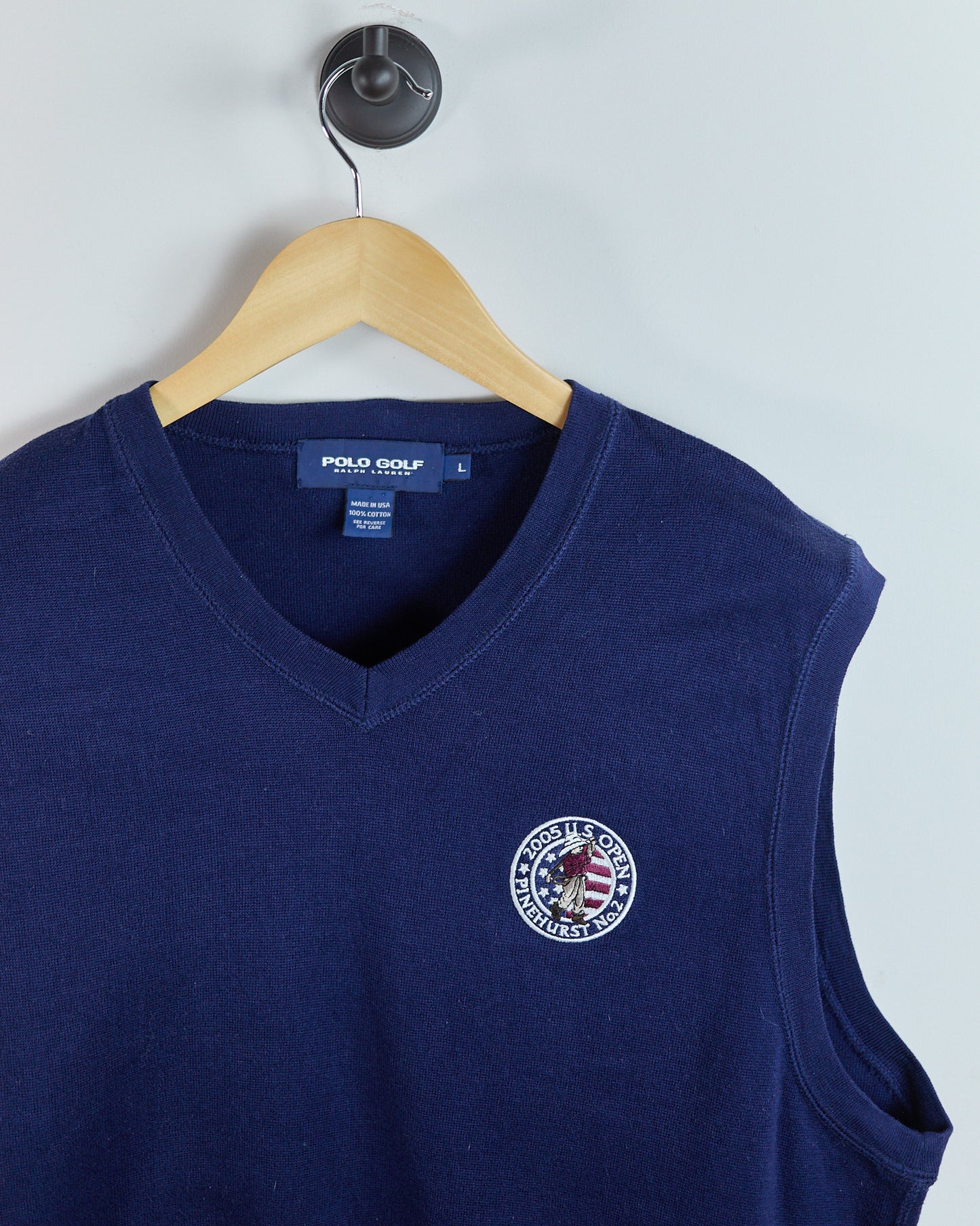 2005 Ralph Lauren Polo Golf Blue US Open Pinehurst V Neck Vest (L)