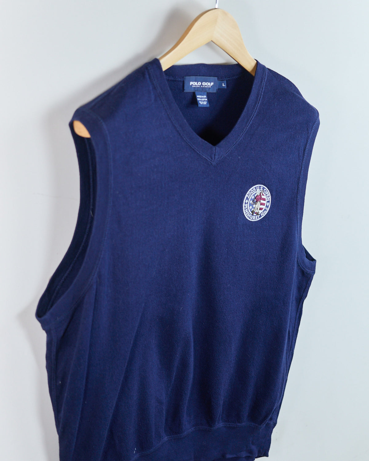 2005 Ralph Lauren Polo Golf Blue US Open Pinehurst V Neck Vest (L)