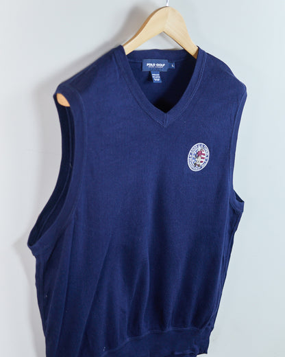 2005 Ralph Lauren Polo Golf Blue US Open Pinehurst V Neck Vest (L)