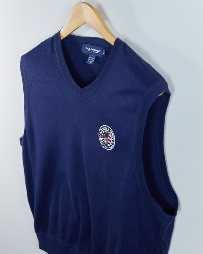 2005 Ralph Lauren Polo Golf Blue US Open Pinehurst V Neck Vest (L)