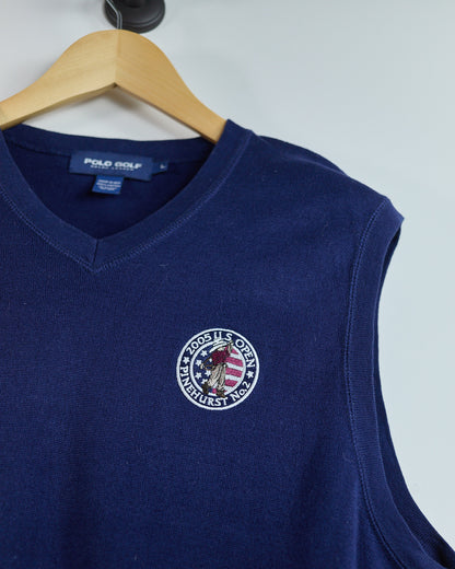 2005 Ralph Lauren Polo Golf Blue US Open Pinehurst V Neck Vest (L)