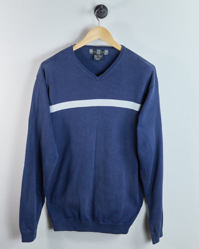90s Nike Golf Shield Logo Blue/White Jumper (M)