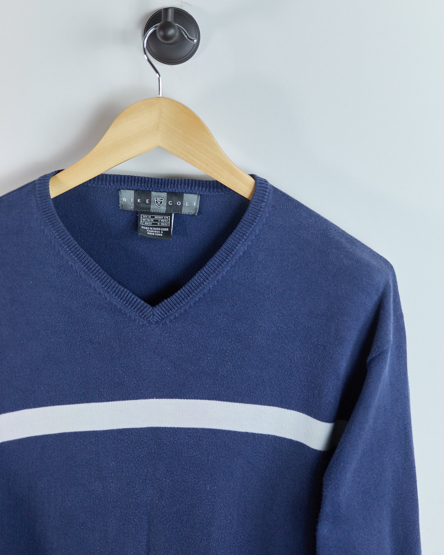 90s Nike Golf Shield Logo Blue/White Jumper (M)