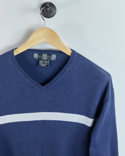 90s Nike Golf Shield Logo Blue/White Jumper (M)