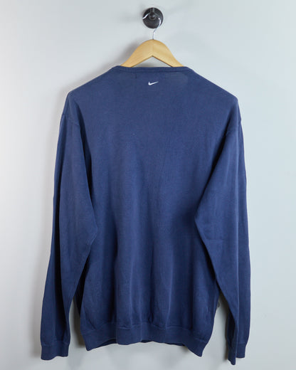 90s Nike Golf Shield Logo Blue/White Jumper (M)