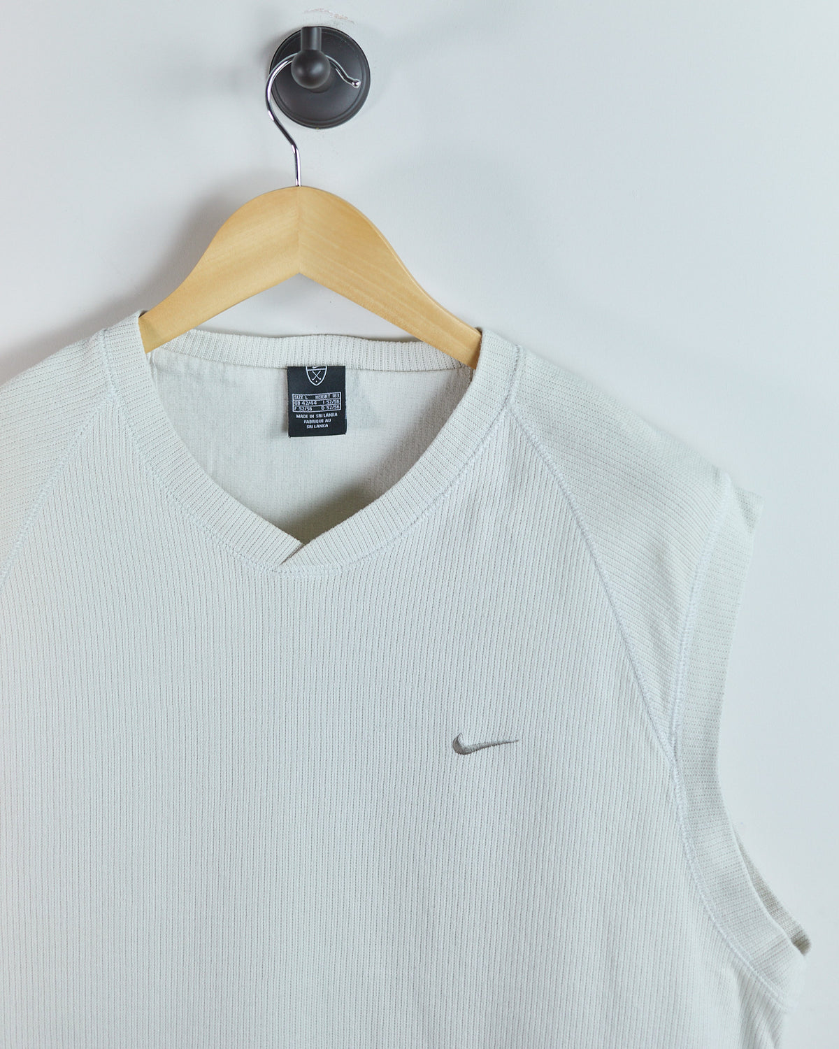 90s Nike Golf Shield Logo Cream V Neck Vest (L)