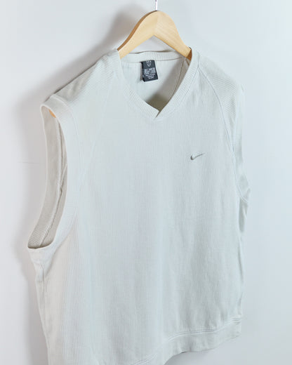 90s Nike Golf Shield Logo Cream V Neck Vest (L)