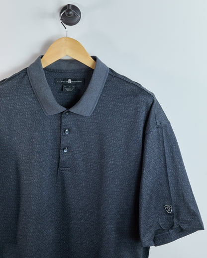 90s Tiger Woods Nike Golf Shield Logo Grey/Black Polo (XL)