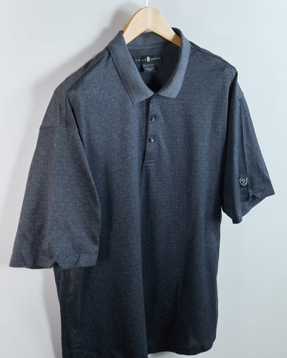 90s Tiger Woods Nike Golf Shield Logo Grey/Black Polo (XL)
