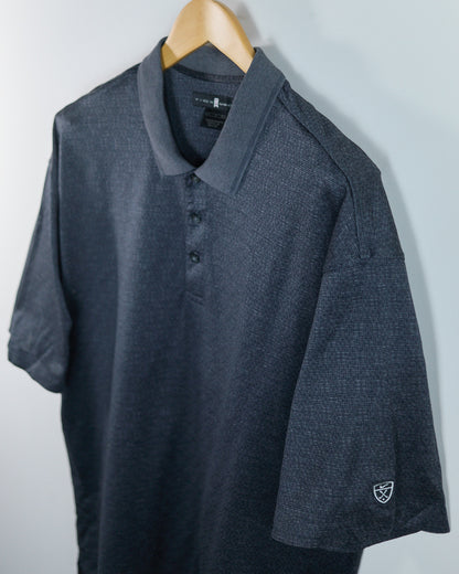 90s Tiger Woods Nike Golf Shield Logo Grey/Black Polo (XL)