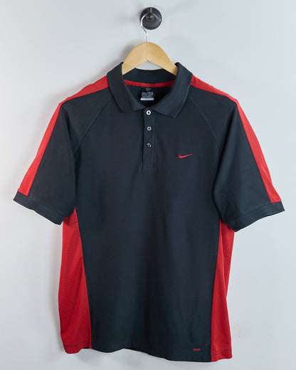 Early 00s Nike Golf Black/Red Polo (L)