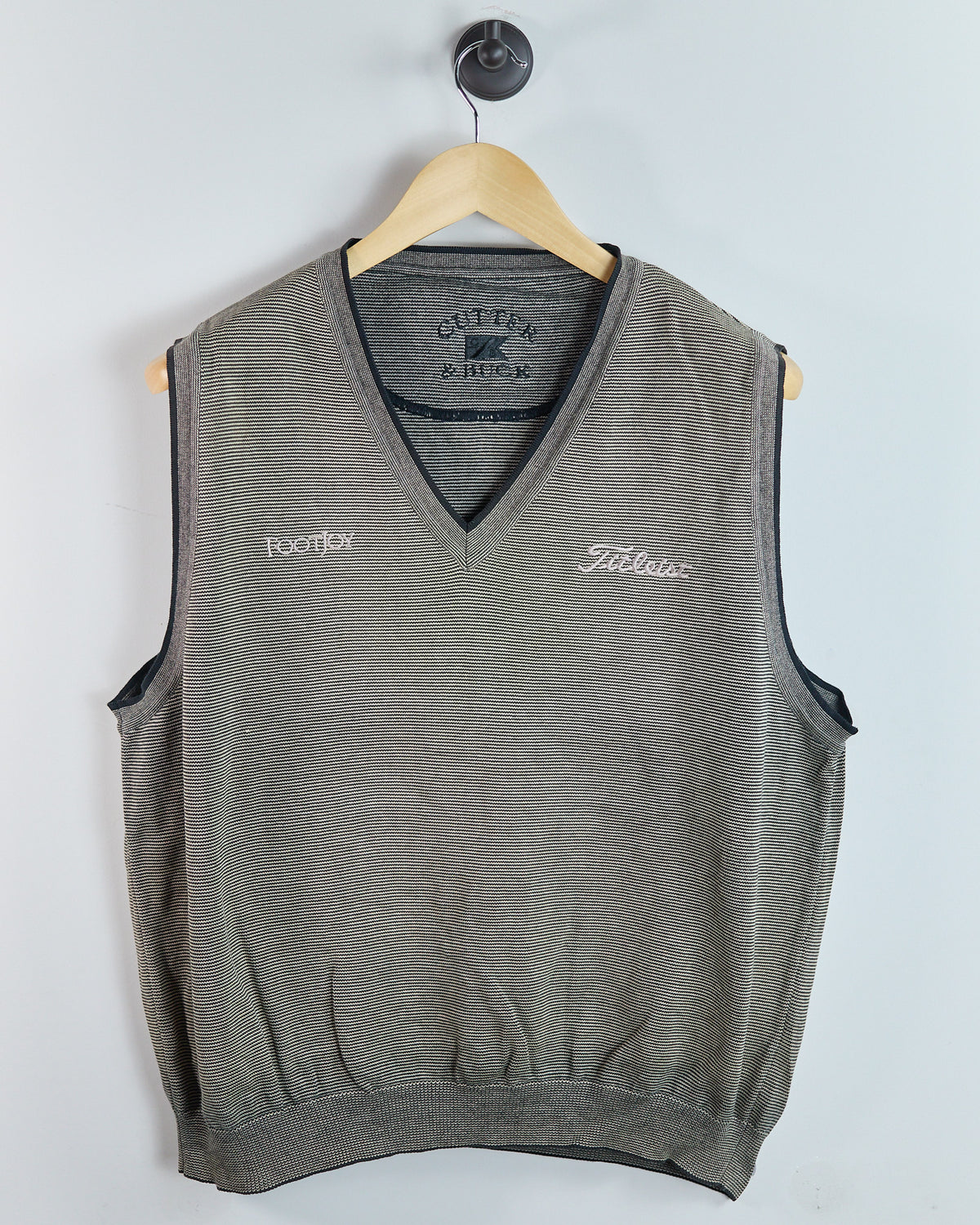 90s Titleist x FootJoy Cream/Brown/Black V Neck Vest (L)