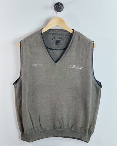 90s Titleist x FootJoy Cream/Brown/Black V Neck Vest (L)