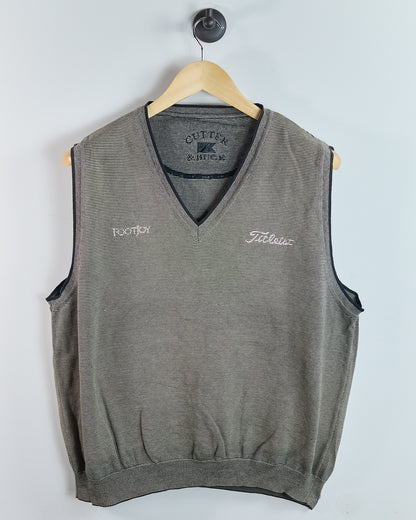 90s Titleist x FootJoy Cream/Brown/Black V Neck Vest (L)