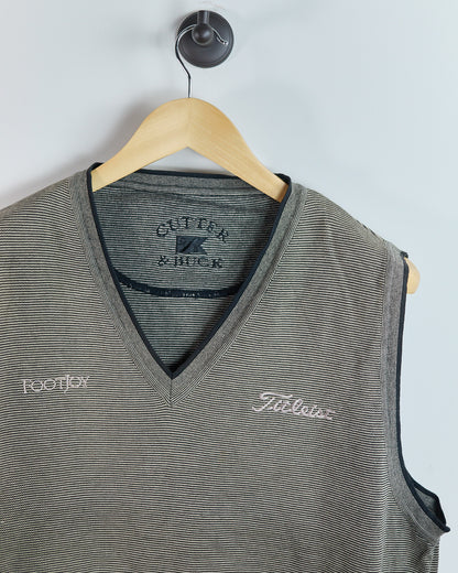 90s Titleist x FootJoy Cream/Brown/Black V Neck Vest (L)