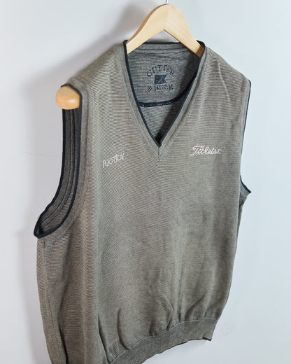 90s Titleist x FootJoy Cream/Brown/Black V Neck Vest (L)