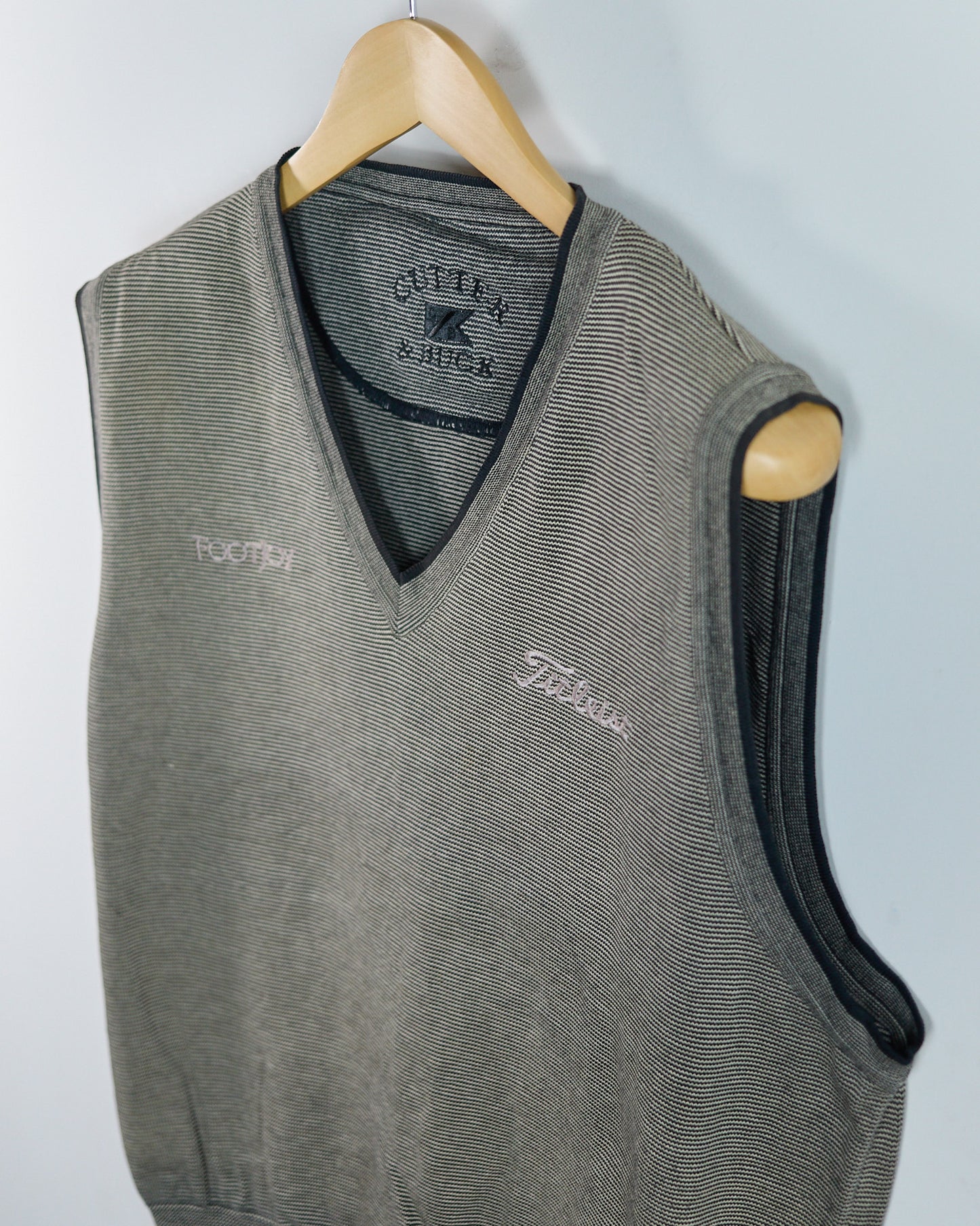 90s Titleist x FootJoy Cream/Brown/Black V Neck Vest (L)