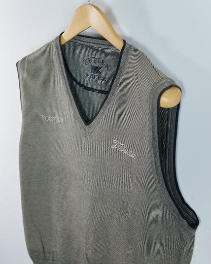 90s Titleist x FootJoy Cream/Brown/Black V Neck Vest (L)