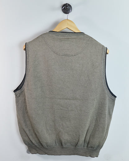 90s Titleist x FootJoy Cream/Brown/Black V Neck Vest (L)