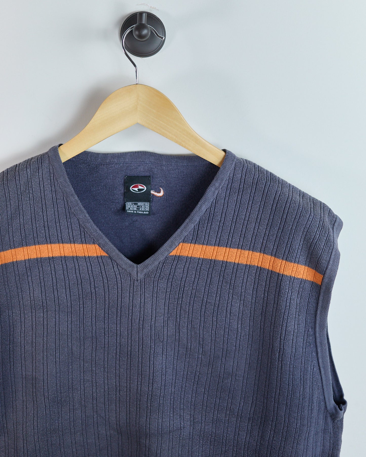 90s to Early 00s Nike Golf Tiger Woods Yin Yang Grey/Orange V Neck Vest (L)