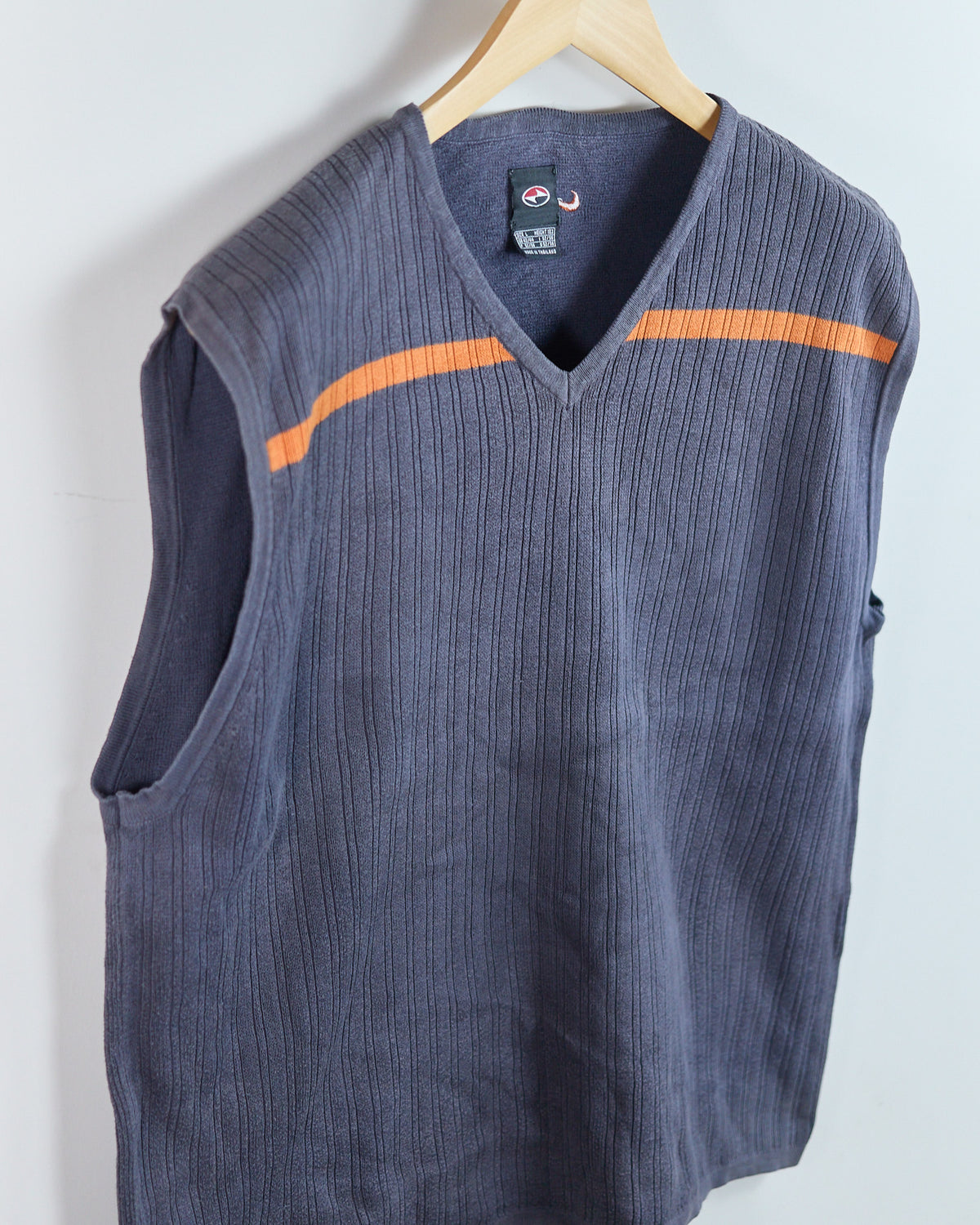 90s to Early 00s Nike Golf Tiger Woods Yin Yang Grey/Orange V Neck Vest (L)
