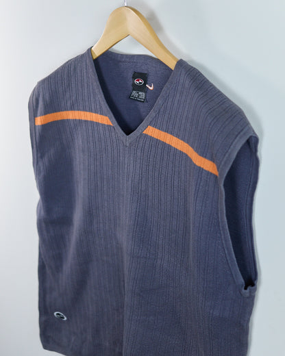 90s to Early 00s Nike Golf Tiger Woods Yin Yang Grey/Orange V Neck Vest (L)