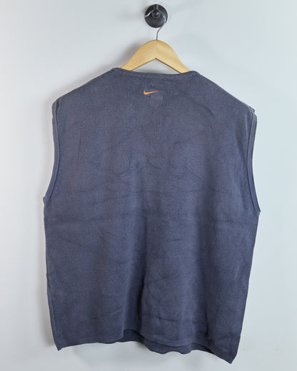 90s to Early 00s Nike Golf Tiger Woods Yin Yang Grey/Orange V Neck Vest (L)
