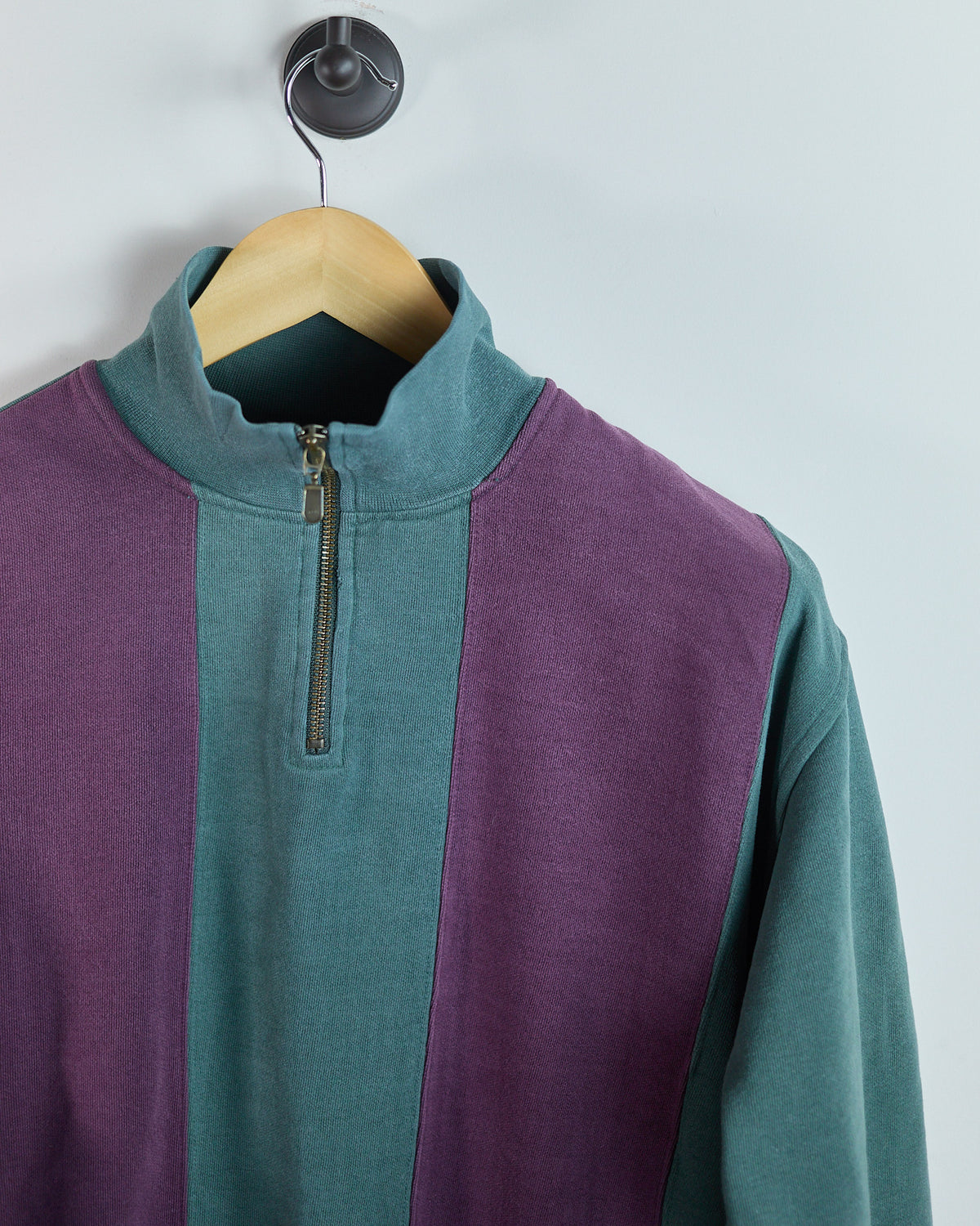 90s Nike Golf Swoosh 18 Green/Purple Stripe Quarter Zip Jumper (M)