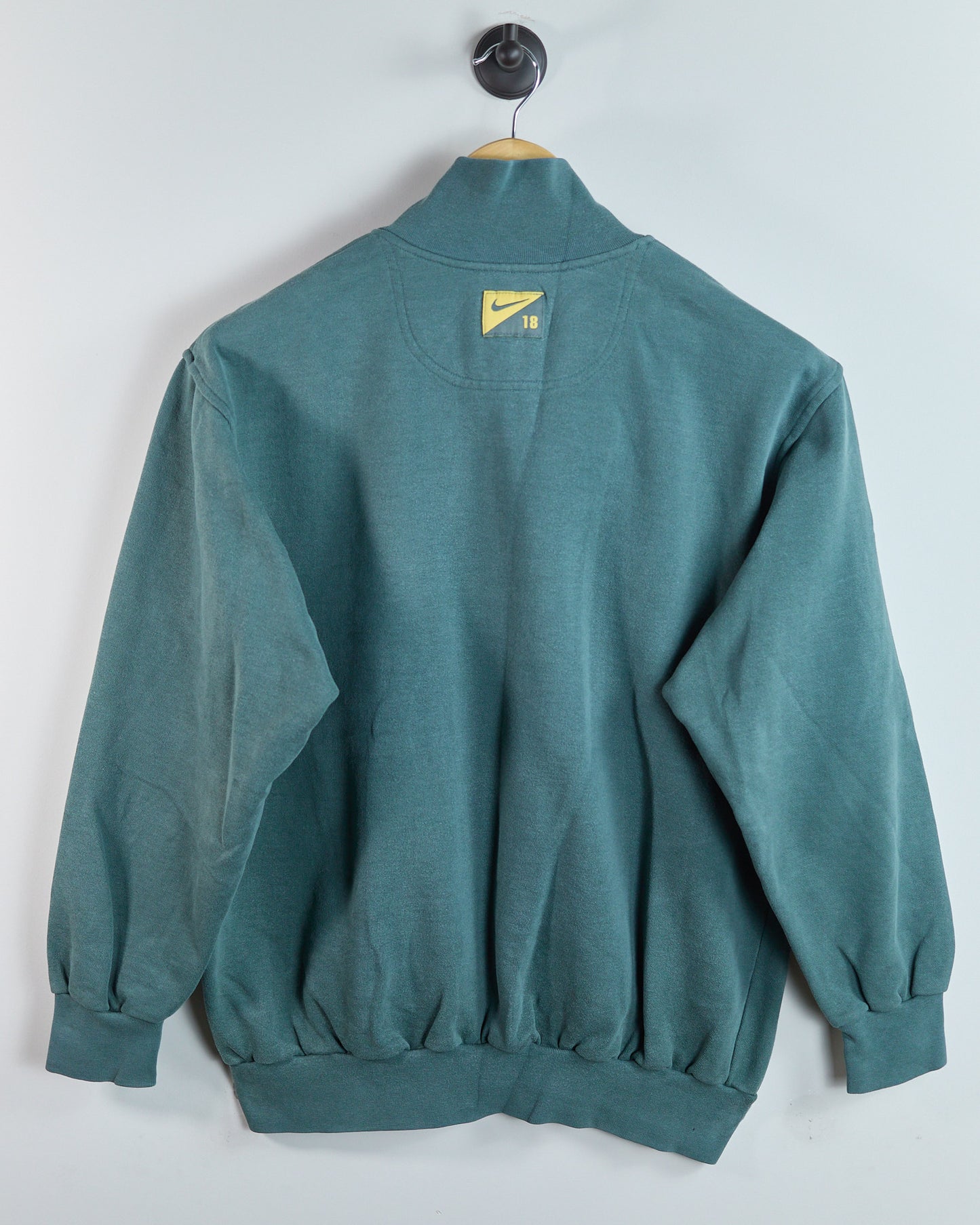 90s Nike Golf Swoosh 18 Green/Purple Stripe Quarter Zip Jumper (M)