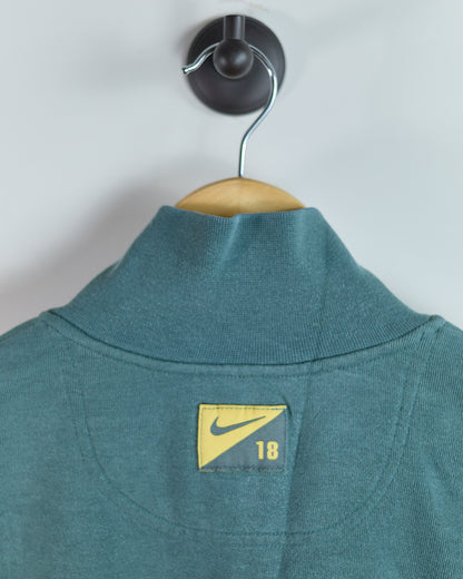 90s Nike Golf Swoosh 18 Green/Purple Stripe Quarter Zip Jumper (M)