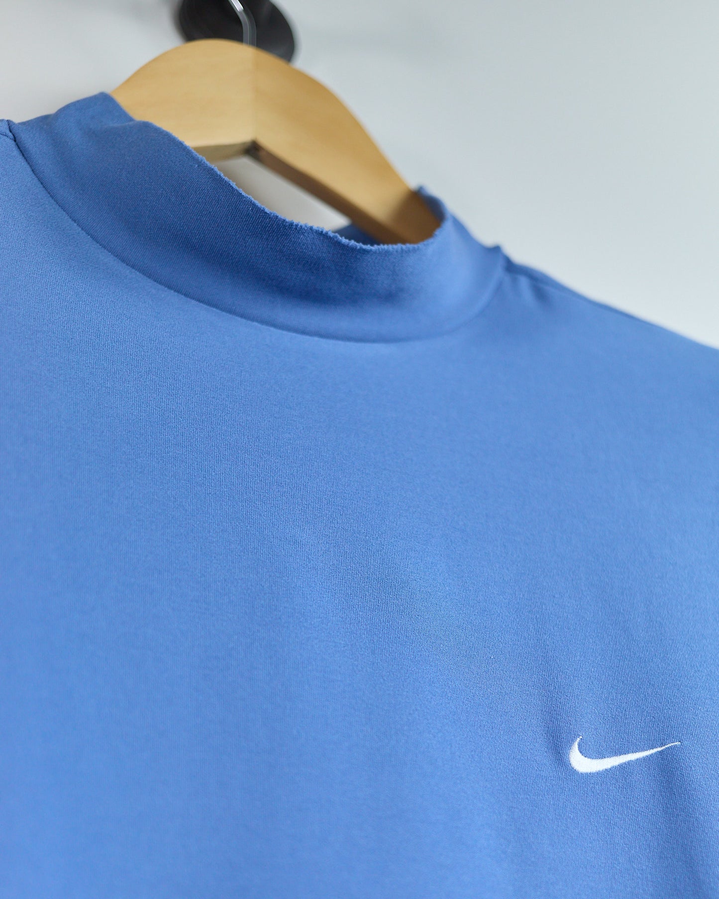 90s Nike Golf Shield Logo Blue Short Sleeve Mock Neck (L)
