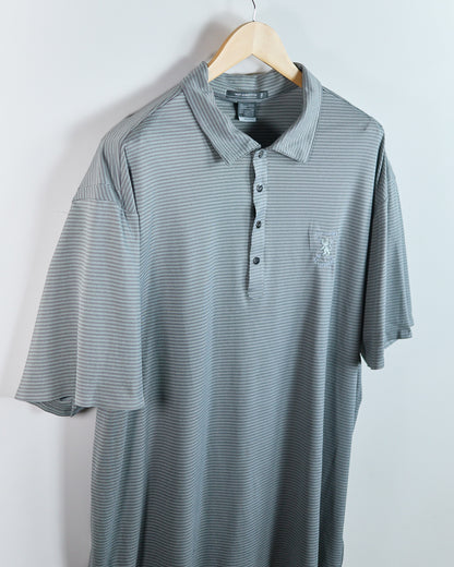 90s Nike Golf Tiger Woods Platinum Grey/Blue St Andrews Polo (XXL)