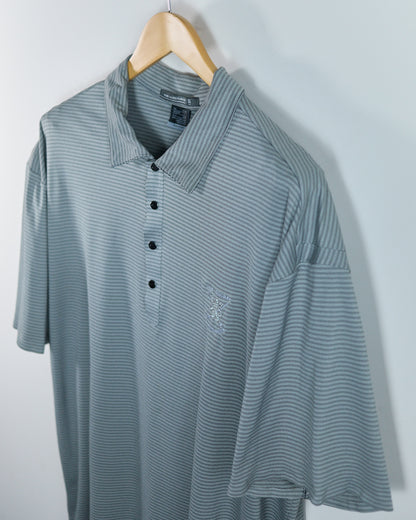 90s Nike Golf Tiger Woods Platinum Grey/Blue St Andrews Polo (XXL)